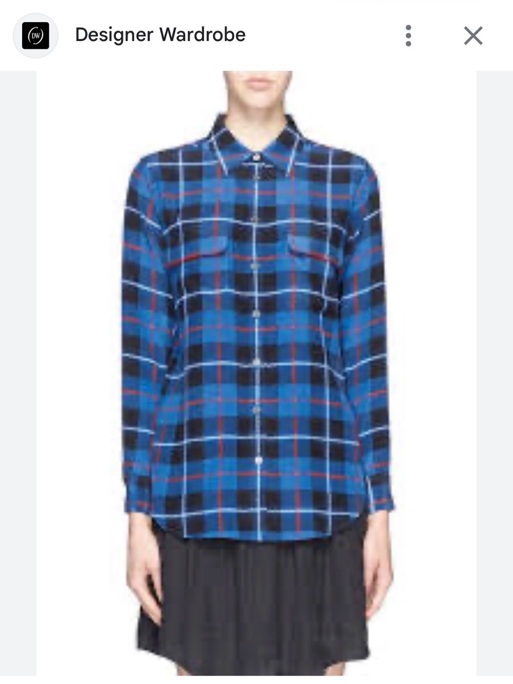Equipment 💯 silk Blue Plaid Button-Up Shirt - sz small (spot @ back)